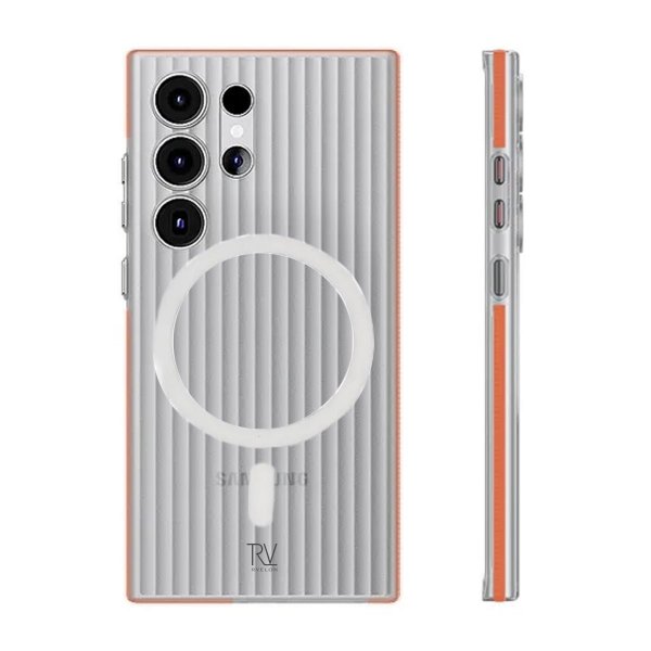 Rvelon Samsung Galaxy S24 Ultra Deksel Korrugerte MagSafe Oransje