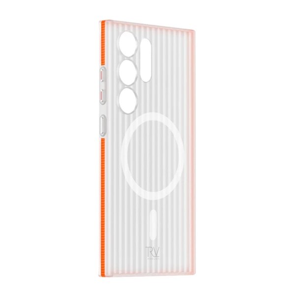 Rvelon Samsung Galaxy S24 Ultra Deksel Korrugerte MagSafe Oransje