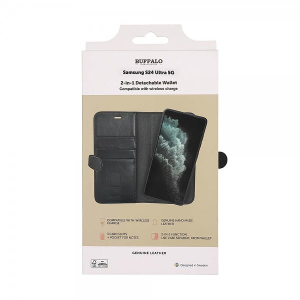 Buffalo Samsung Galaxy S24 Ultra Etui 2-in-1 Detachable Wallet Svart
