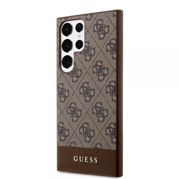 Guess Samsung Galaxy S24 Ultra Bottom Stripe Metal Logo Brun