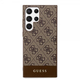Guess Samsung Galaxy S24 Ultra Bottom Stripe Metal Logo Brun