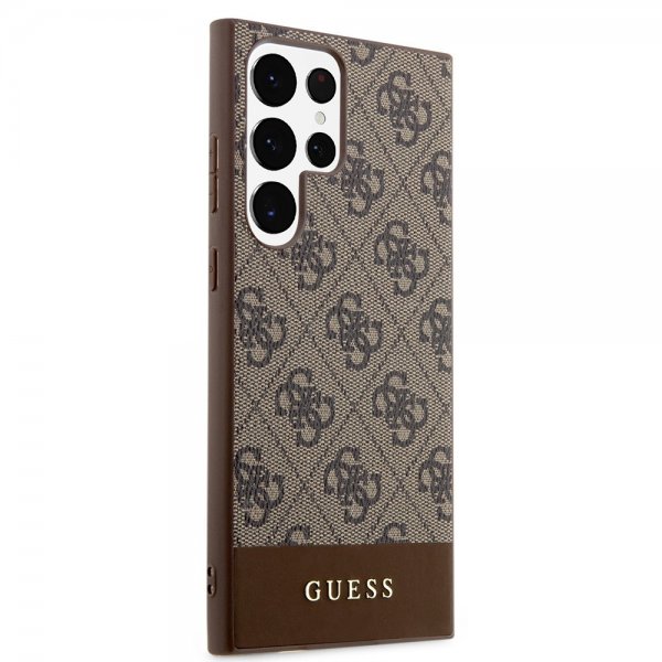 Guess Samsung Galaxy S24 Ultra Bottom Stripe Metal Logo Brun