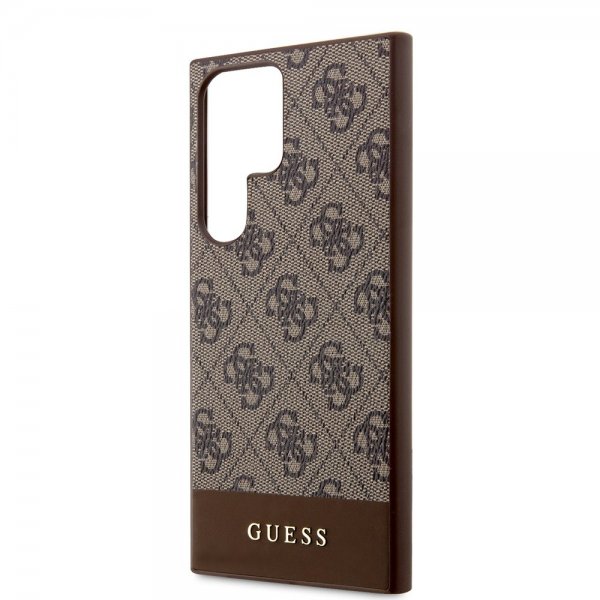 Guess Samsung Galaxy S24 Ultra Bottom Stripe Metal Logo Brun
