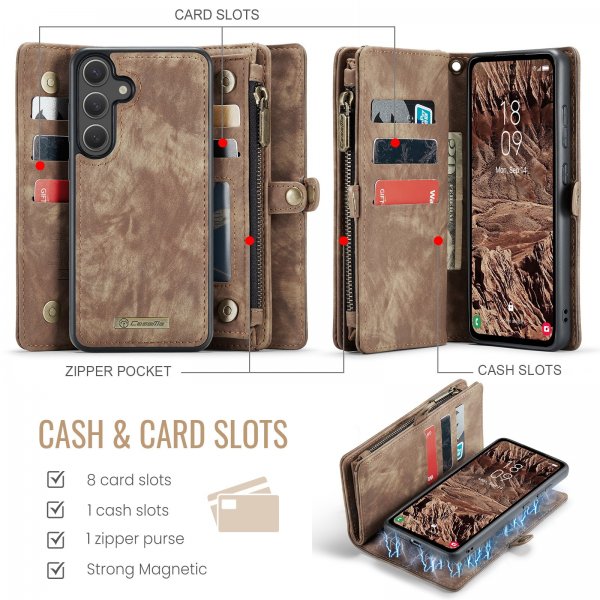 CaseMe Samsung Galaxy S25 FE Etui 008 Series Avtakbart Deksel Brun