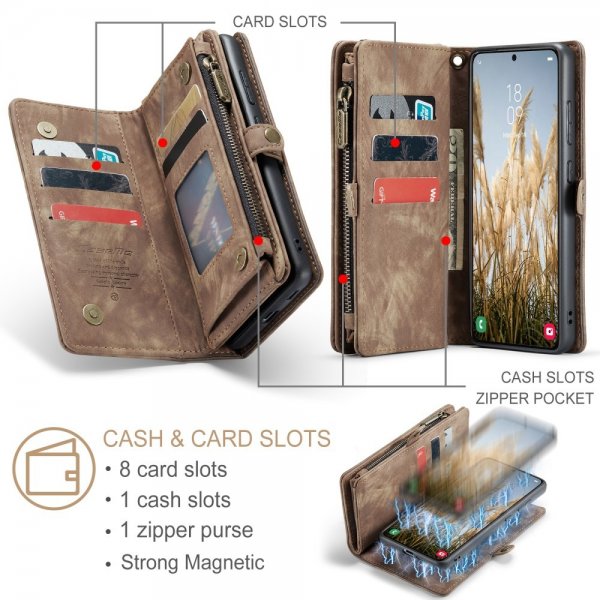 CaseMe Samsung Galaxy S25 Etui 008 Series Avtakbart Deksel Brun