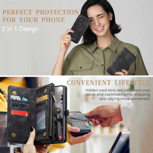 CaseMe Samsung Galaxy S25 Etui 008 Series Avtakbart Deksel Svart