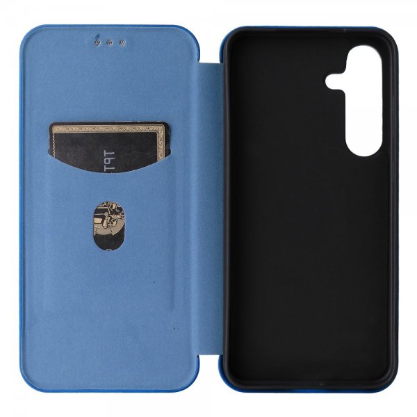 Samsung Galaxy S25 Etui Karbonfibertekstur Blå