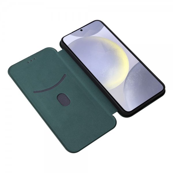 Samsung Galaxy S25 Etui Karbonfibertekstur Grønn