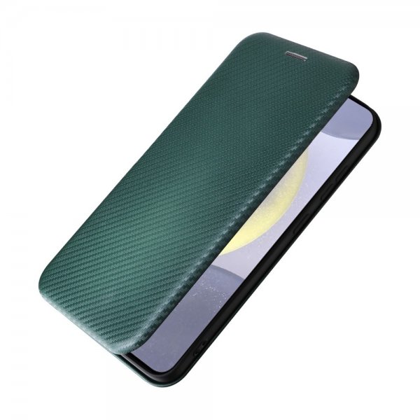 Samsung Galaxy S25 Etui Karbonfibertekstur Grønn