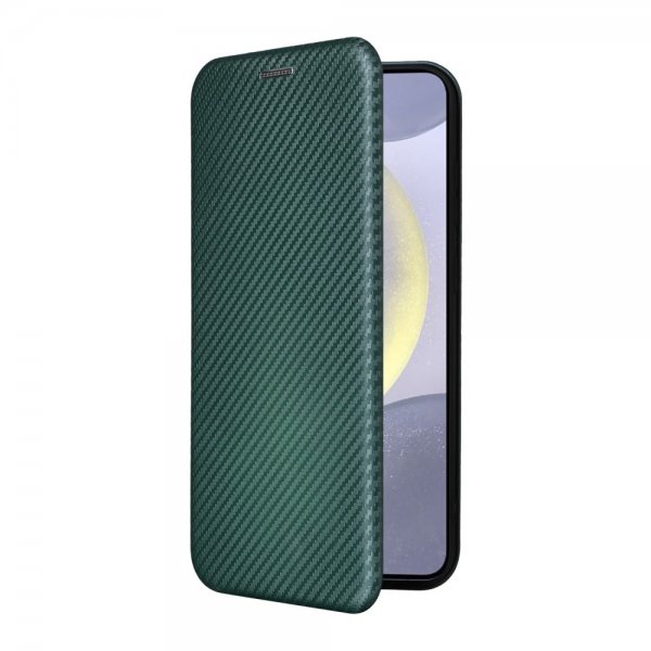 Samsung Galaxy S25 Etui Karbonfibertekstur Grønn