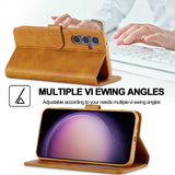 Lc.Imeeke Samsung Galaxy S25 Etui med Kortlomme stativfunksjon Lysebrun