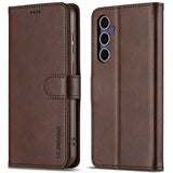 Lc.Imeeke Samsung Galaxy S25 Etui med Kortlomme stativfunksjon Mørkebrun