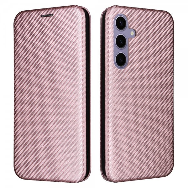 Samsung Galaxy S25 Plus Etui Karbonfibertekstur Rosegull