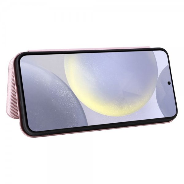 Samsung Galaxy S25 Plus Etui Karbonfibertekstur Rosegull
