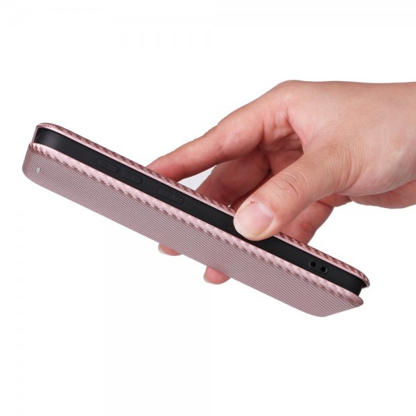 Samsung Galaxy S25 Plus Etui Karbonfibertekstur Rosegull