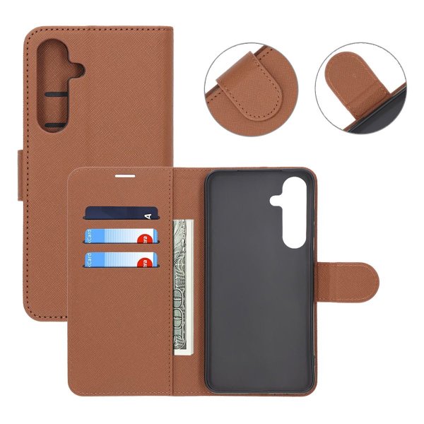 Samsung Galaxy S25 Plus Etui med Kortlomme stativfunksjon Brun