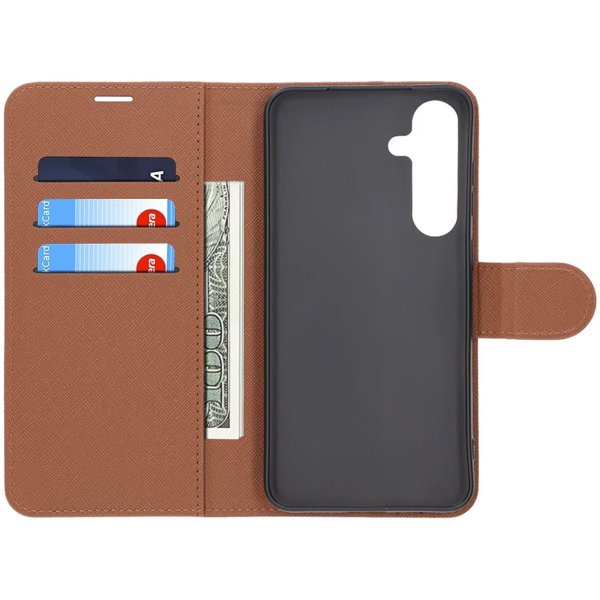Samsung Galaxy S25 Plus Etui med Kortlomme stativfunksjon Brun