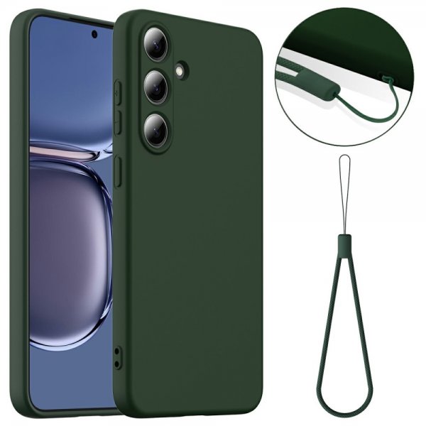 Samsung Galaxy S25 Plus Deksel med Stropp Silikon MagSafe Mørkegrønn