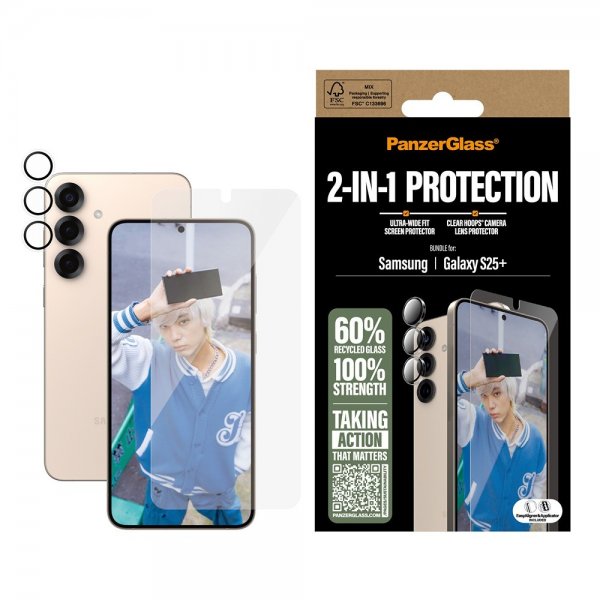 PanzerGlass Samsung Galaxy S25 Plus Skjermbeskytter og Kamerabeskytter 2-in-1 Bundle