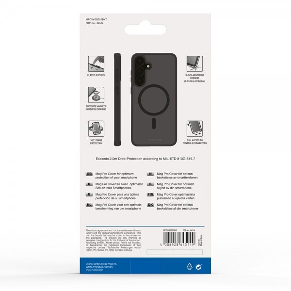 Vivanco Samsung Galaxy S25 Deksel Mag Pro Transparent Svart