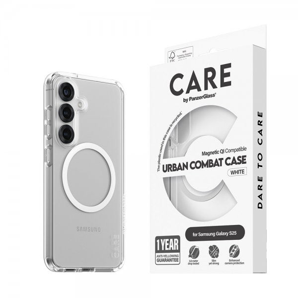 CARE by PanzerGlass Samsung Galaxy S25 Deksel Urban Combat MagSafe Hvit