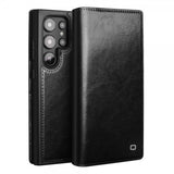 Qialino Samsung Galaxy S25 Ultra Etui Ekte Skinn Svart