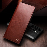 Qialino Samsung Galaxy S25 Ultra Etui Ekte Skinn Svart