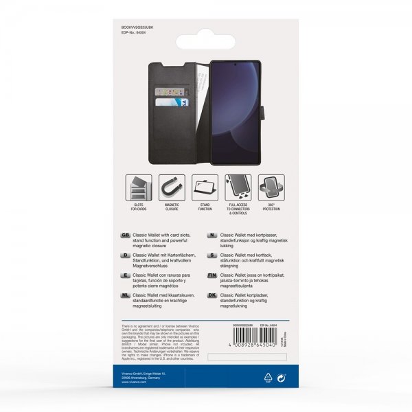 Vivanco Samsung Galaxy S25 Ultra Etui Classic Wallet Svart
