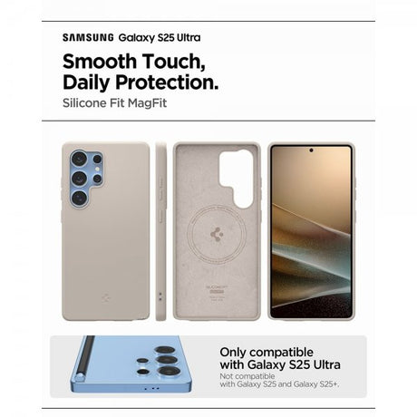 Spigen Samsung Galaxy S25 Ultra Deksel Silicone Fit MagFit Natural Titanium
