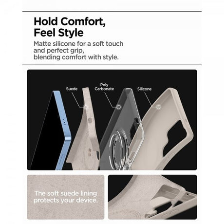 Spigen Samsung Galaxy S25 Ultra Deksel Silicone Fit MagFit Natural Titanium