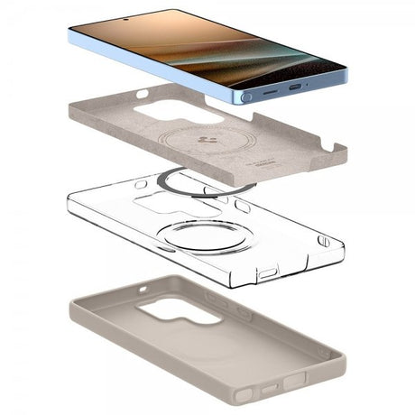 Spigen Samsung Galaxy S25 Ultra Deksel Silicone Fit MagFit Natural Titanium