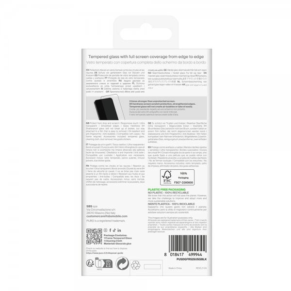 Puro Samsung Galaxy S25 Ultra Skjermbeskytter Frame Tempered Glass