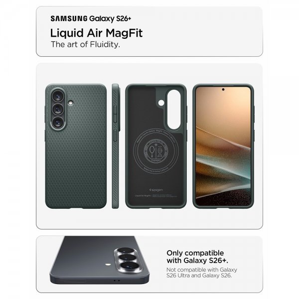 Spigen Samsung Galaxy S26 Plus Deksel Liquid Air MagFit Abyss Green