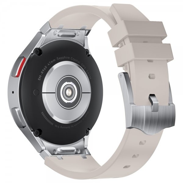 Samsung Galaxy Watch 20mm Armbånd Silikon Sølv Spenne Beige