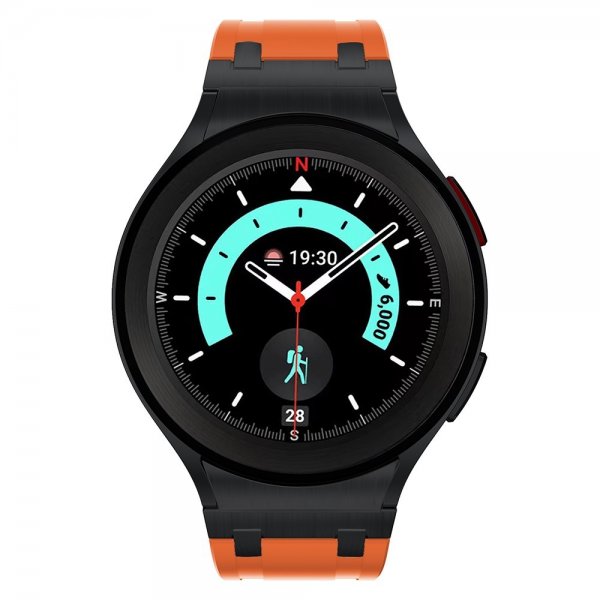 Samsung Galaxy Watch 20mm Armbånd Silikon Svart Spenne Oransje