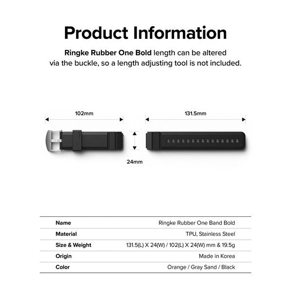 Ringke Samsung Galaxy Watch 20mm Armbånd Rubber One Bold Band Svart