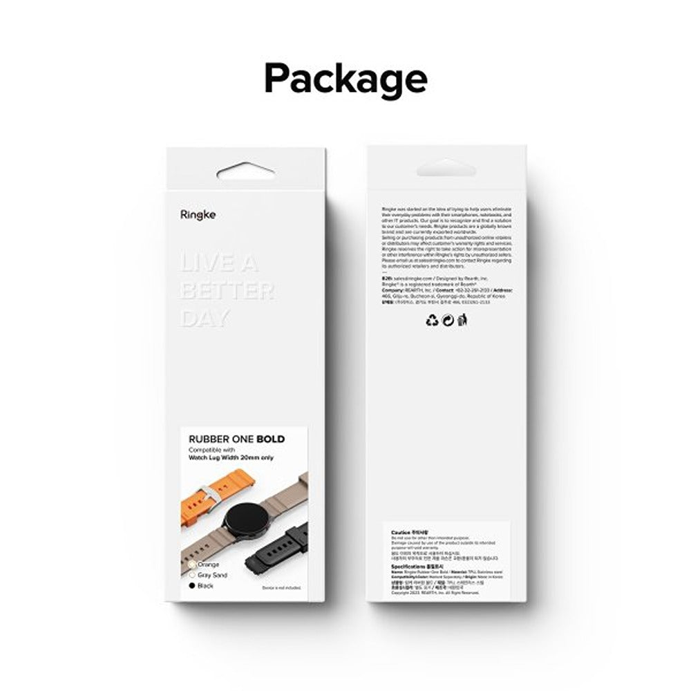 Ringke Samsung Galaxy Watch 20mm Armbånd Rubber One Bold Band Svart
