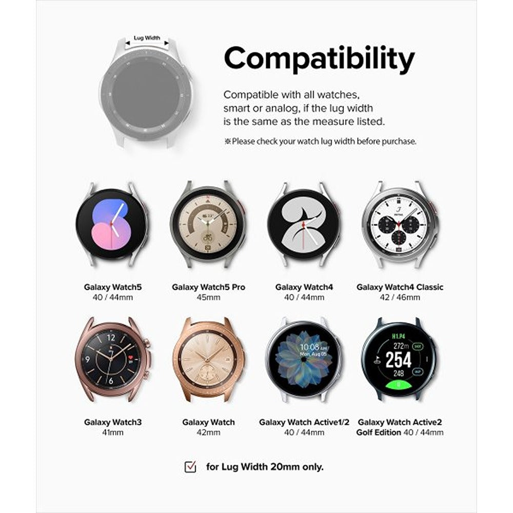 Ringke Samsung Galaxy Watch 20mm Armbånd Rubber One Bold Band Svart