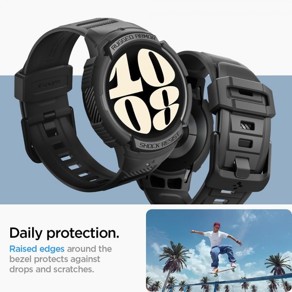 Spigen Samsung Galaxy Watch 6 40mm Deksel Armbånd Rugged Armor Pro Svart