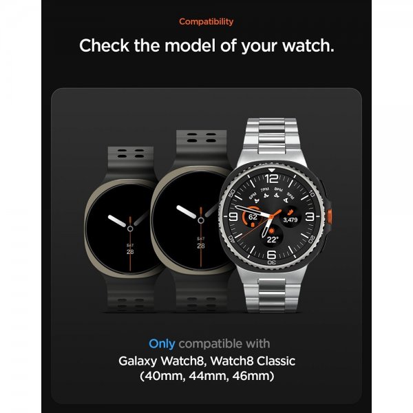 Spigen Samsung Galaxy Watch 8 40/44mm/Classic 46mm Armbånd Athlex Air Active Black