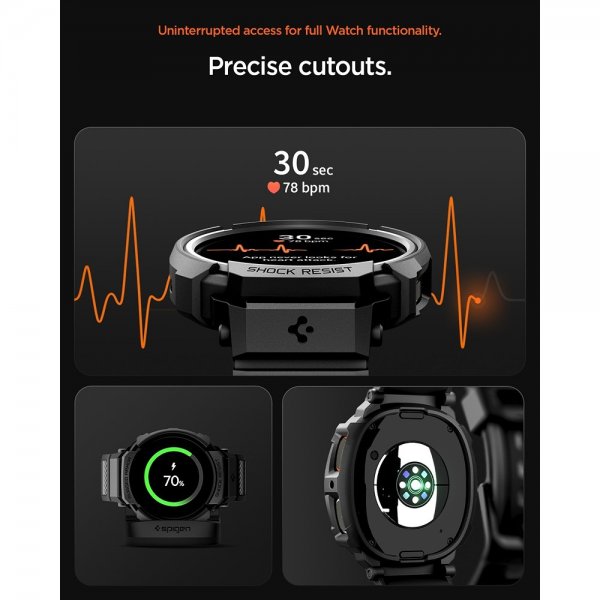 Spigen Samsung Galaxy Watch 8 40mm Armbånd og Deksel Rugged Armor Pro Matte Black