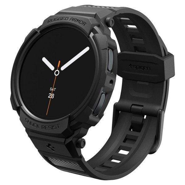 Spigen Samsung Galaxy Watch 8 44mm Armbånd og Deksel Rugged Armor Pro Matte Black