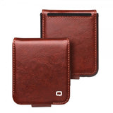 Qialino Samsung Galaxy Z Flip 5 Etui Ekte Skinn Mørkebrun