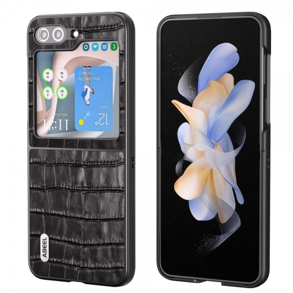 ABEEL Samsung Galaxy Z Flip 5 Deksel Krokodillemønster Svart