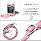 Samsung Galaxy Z Flip 5 Deksel med Skulderstropp Kortlomme Rosa