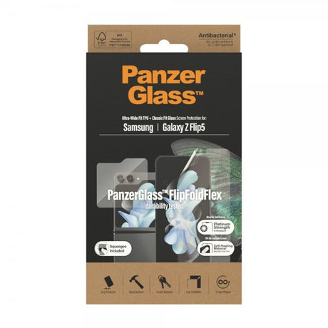 PanzerGlass Samsung Galaxy Z Flip 5 Skjermbeskytter FlipFoldFlex Ultra-Wide Fit TPU + Classic Fit Glass