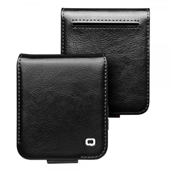 Qialino Samsung Galaxy Z Flip 6/Flip 7 FE Etui Ekte Skinn med Flipp Svart