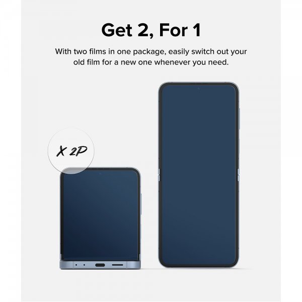 Ringke Samsung Galaxy Z Flip 6/Flip 7 FE Skjermbeskytter Dual Easy Film 2-pakning
