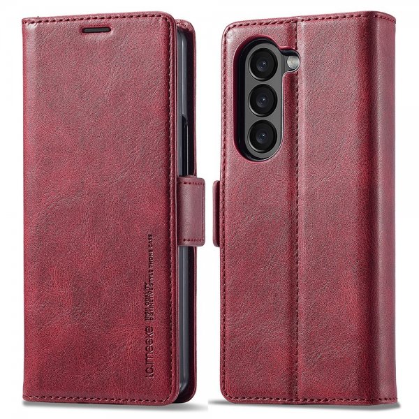 Lc.Imeeke Samsung Galaxy Z Fold 5 Etui med Kortlomme flipp Rød