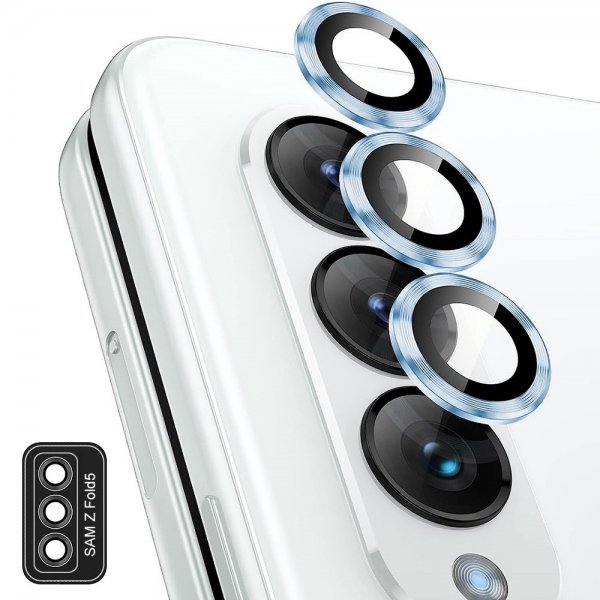 ENKAY Samsung Galaxy Z Fold 5 Kamerabeskytter i Herdet Glass Aluminium Blå